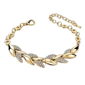 Gold and Diamond Leaf Adjustable Bracelet